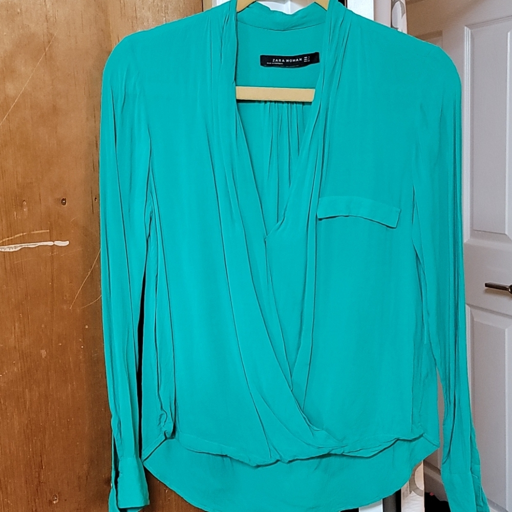 Woman's turquoise blouse